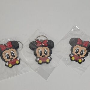 Disney Minnie Mouse Keychain Set with Red and Yellow Accents